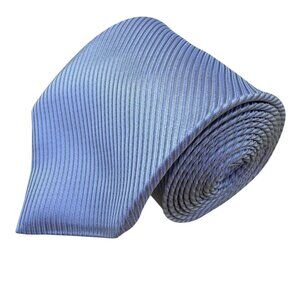 DKNY Mens Silver 100% Silk Textured Necktie Ribbed Detail Made In USA